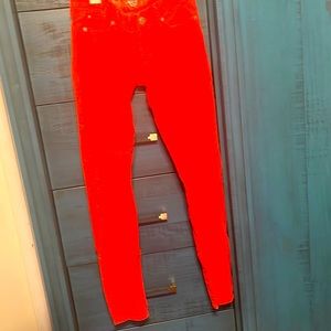 Express Jeans Zelda Slim Fit Ultra Low Rise Jean Leggings Coral Pink Size 4.